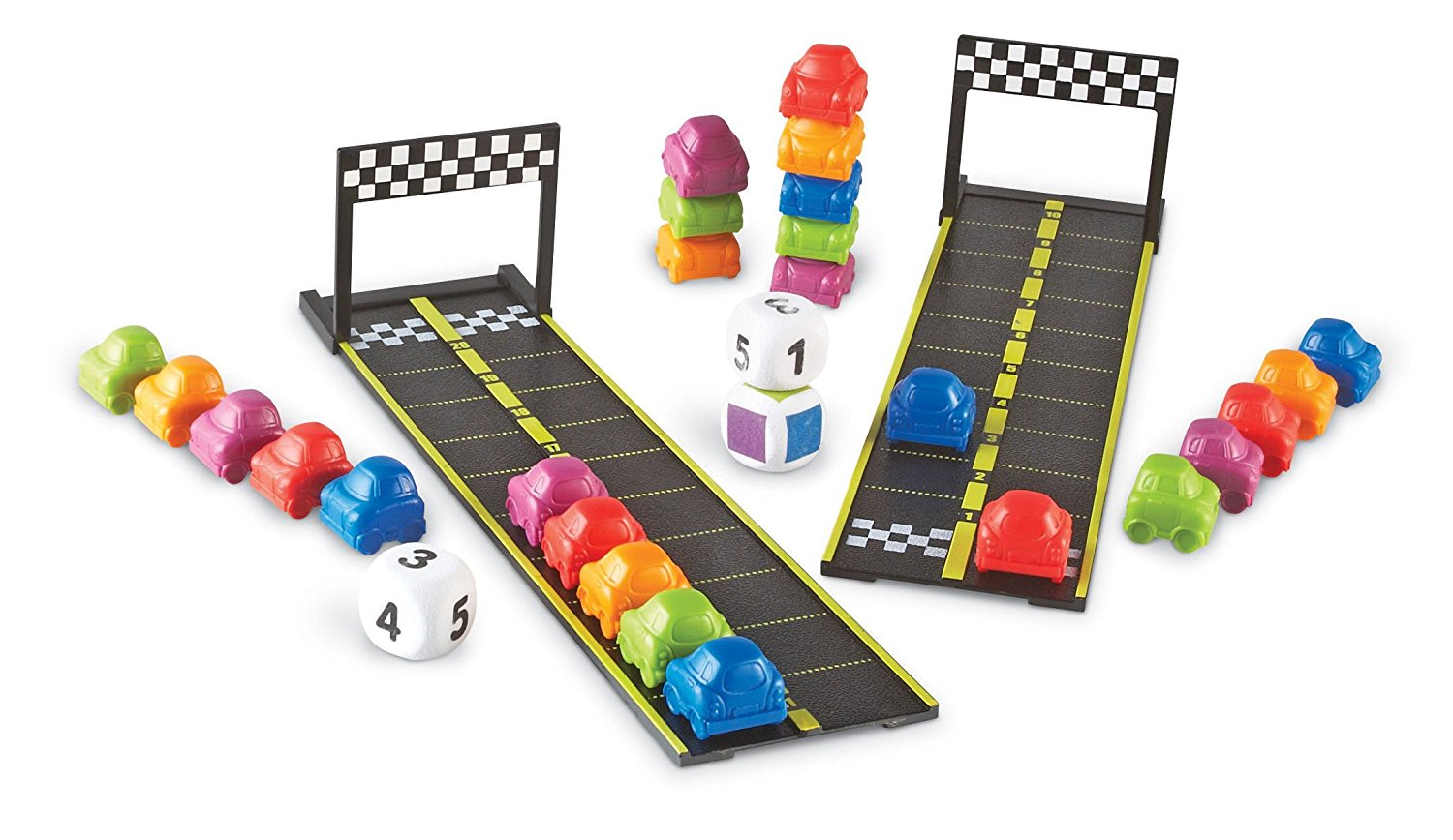 Learning Resources Mini Motor Math Activity Set, Early Years Numeracy Game, Includes Car Counters, Dice & Track Pieces, Ages 4+