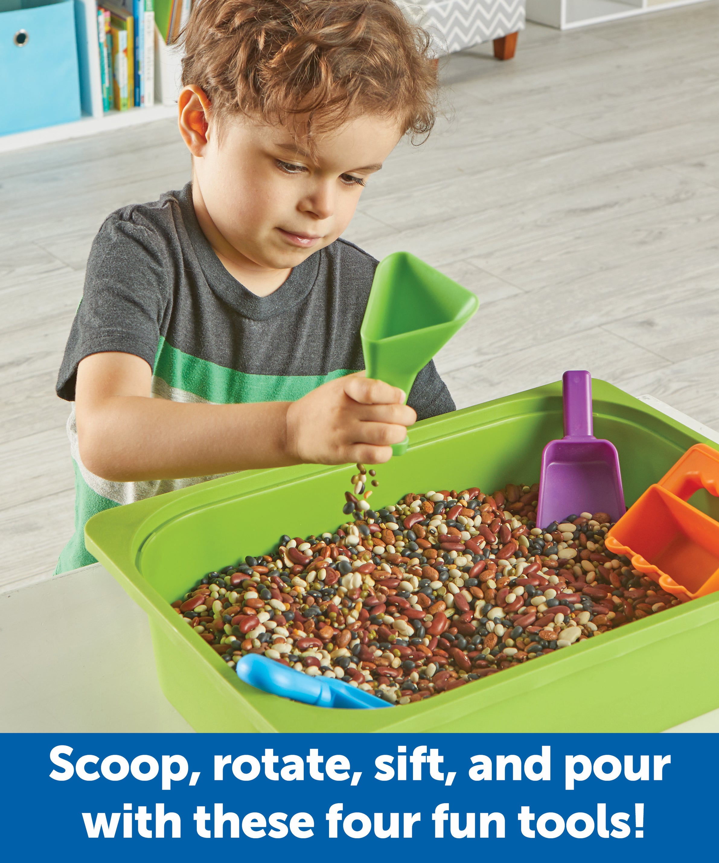 Learning Resources Helping Hands Sensory Scoops, Set of 4 Fine Motor Tools for Sensory Play, Strengthen Hand Muscles & Coordination, Ages 3+