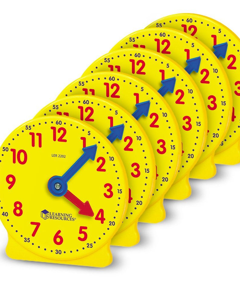 Learning Resources Big Time Geared Mini Clocks, Set of 6, Ages 5+, Hands-On Time-Telling Practice