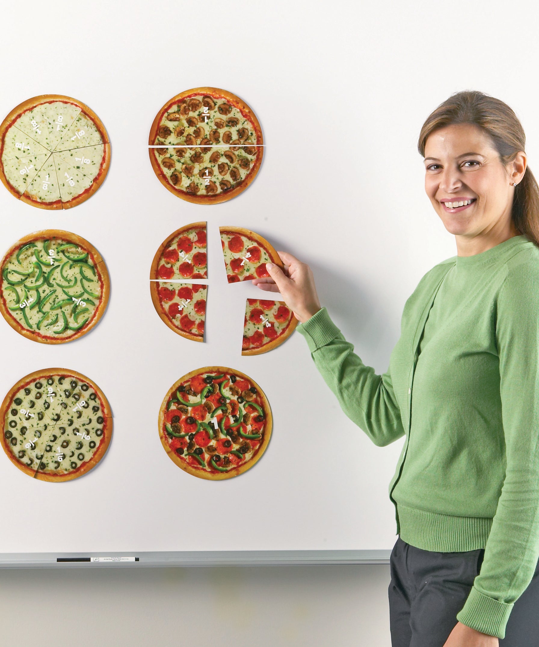 Learning Resources Magnetic Pizza Fractions, Hands-On Fraction Learning Tool, Includes Whole, Halves, Thirds, Quarters, Sixth and Eighth Fractions, Ideal for Demonstrations, Includes Activity Guide, For Ages 6+