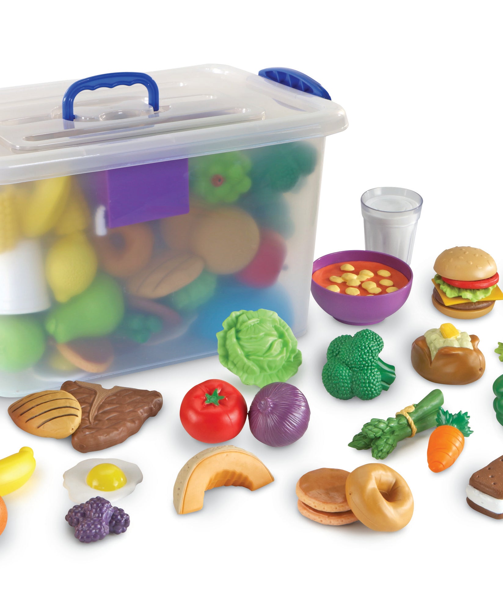 Learning Resources New Sprouts Classroom Play Food Set, 100-Piece Pretend Play Food, Soft & Chunky Plastic, Imaginative Role Play Toy, Develops Early Language & Social Skills, Ages 2+
