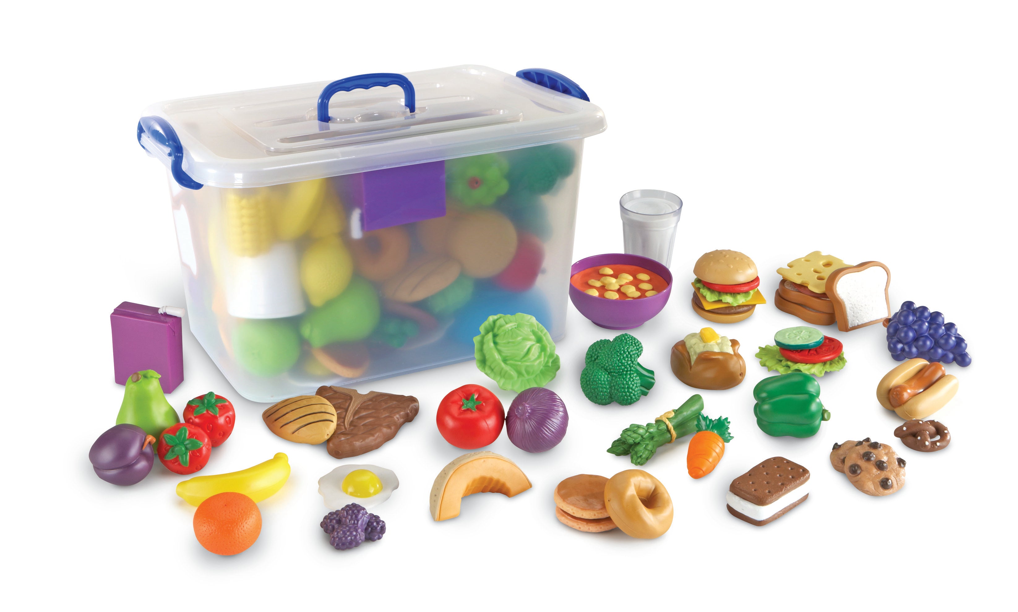 Learning Resources New Sprouts Classroom Play Food Set, 100-Piece Pretend Play Food, Soft & Chunky Plastic, Imaginative Role Play Toy, Develops Early Language & Social Skills, Ages 2+