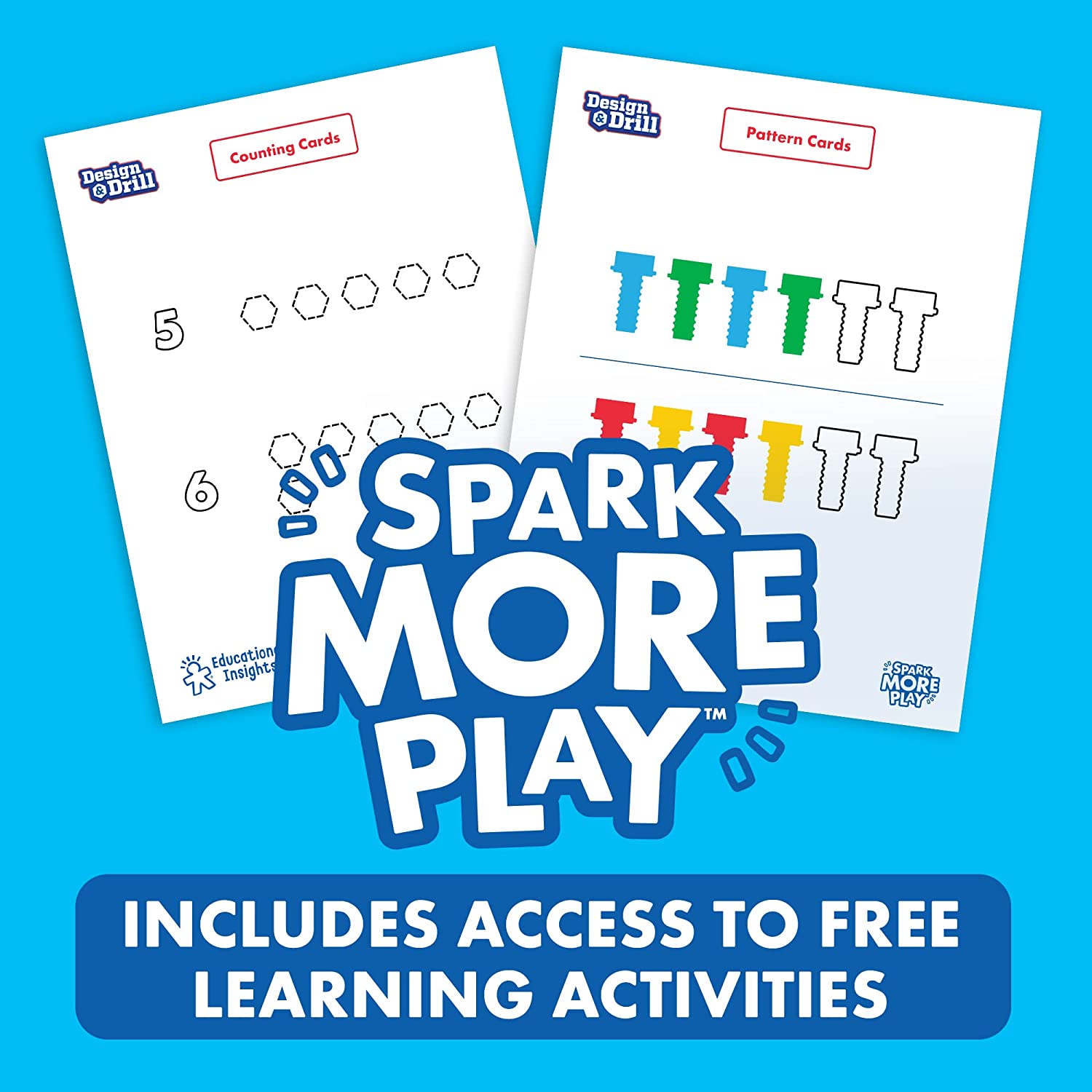 Learning Resources Design and Drill Gears Workshop, STEM Construction Toy with Power Drill, Gears, Bolts, and Activity Board, Builds Fine Motor Skills and Early Engineering Concepts, Ages 3 and Up