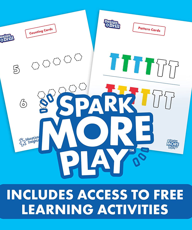 Learning Resources Design & Drill Rivet Pop Workshop, 54-Piece STEM Construction Toy with Activity Cards, Fine Motor Skill Builder for Ages 3+