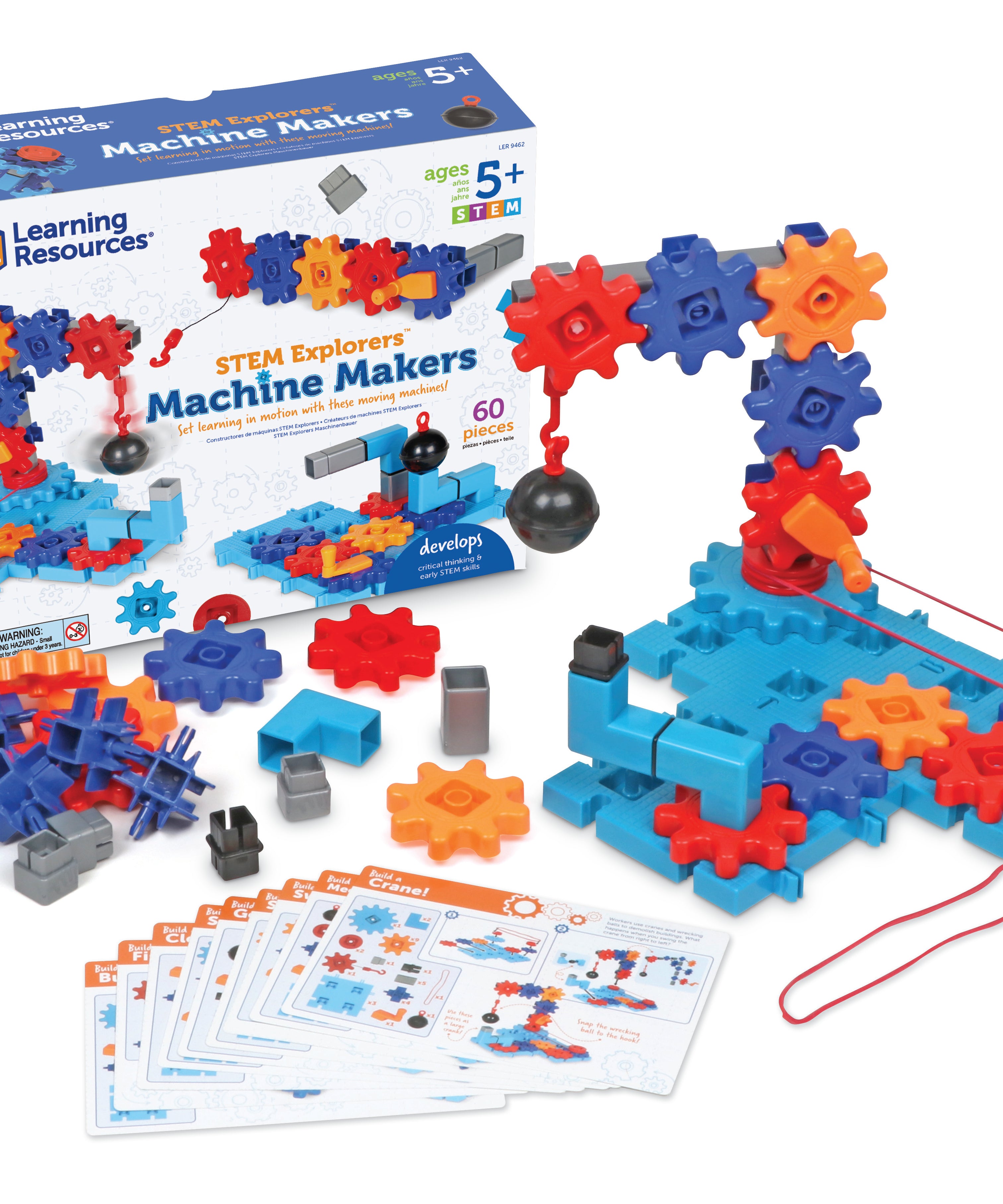 Learning Resources STEM Explorers Machine Makers, 50-Piece STEM Building Kit for Kids, Engineering Toys, Build-Your-Own Machines, Ages 5+, Includes Activity Cards