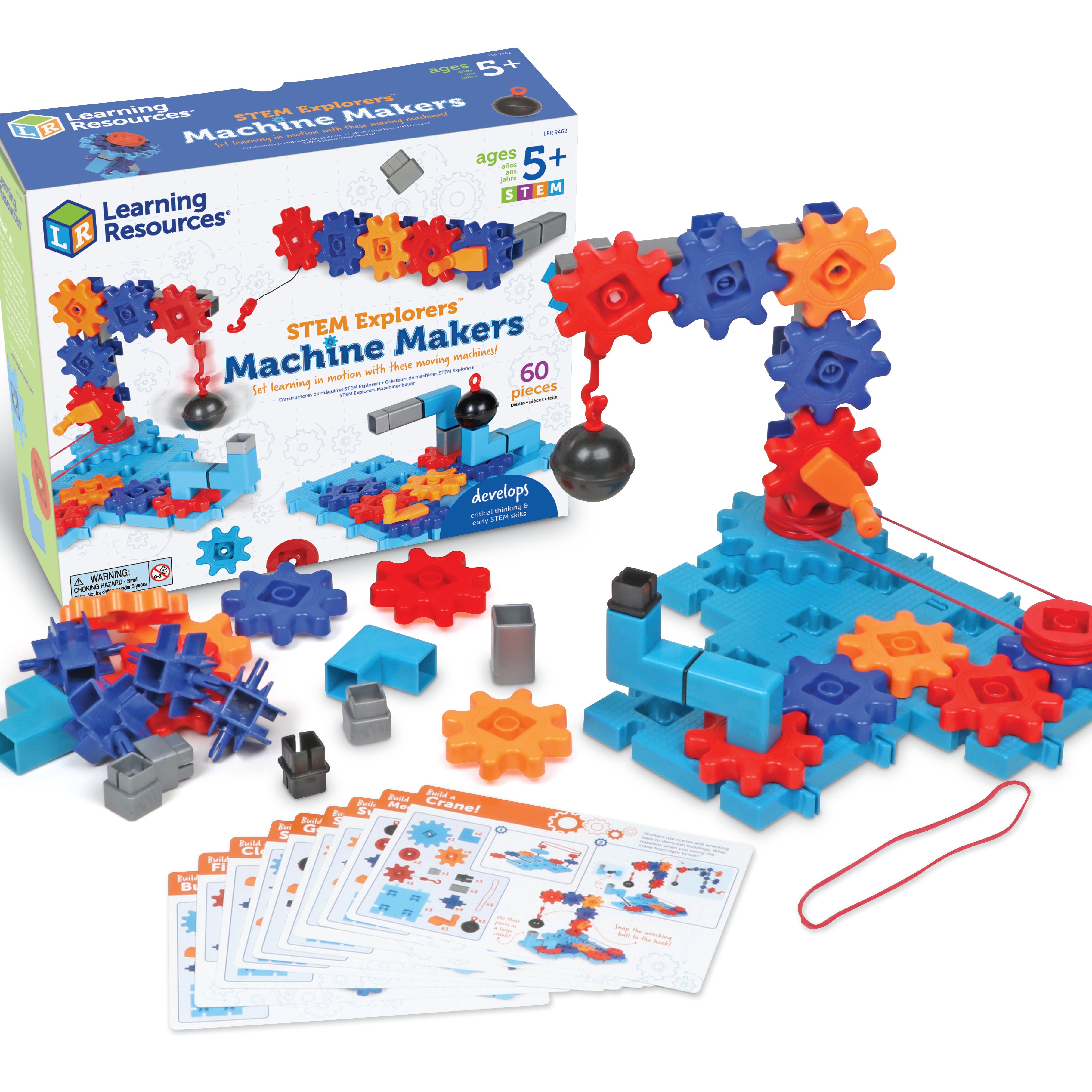 Learning Resources STEM Explorers Machine Makers, 50-Piece STEM Building Kit for Kids, Engineering Toys, Build-Your-Own Machines, Ages 5+, Includes Activity Cards