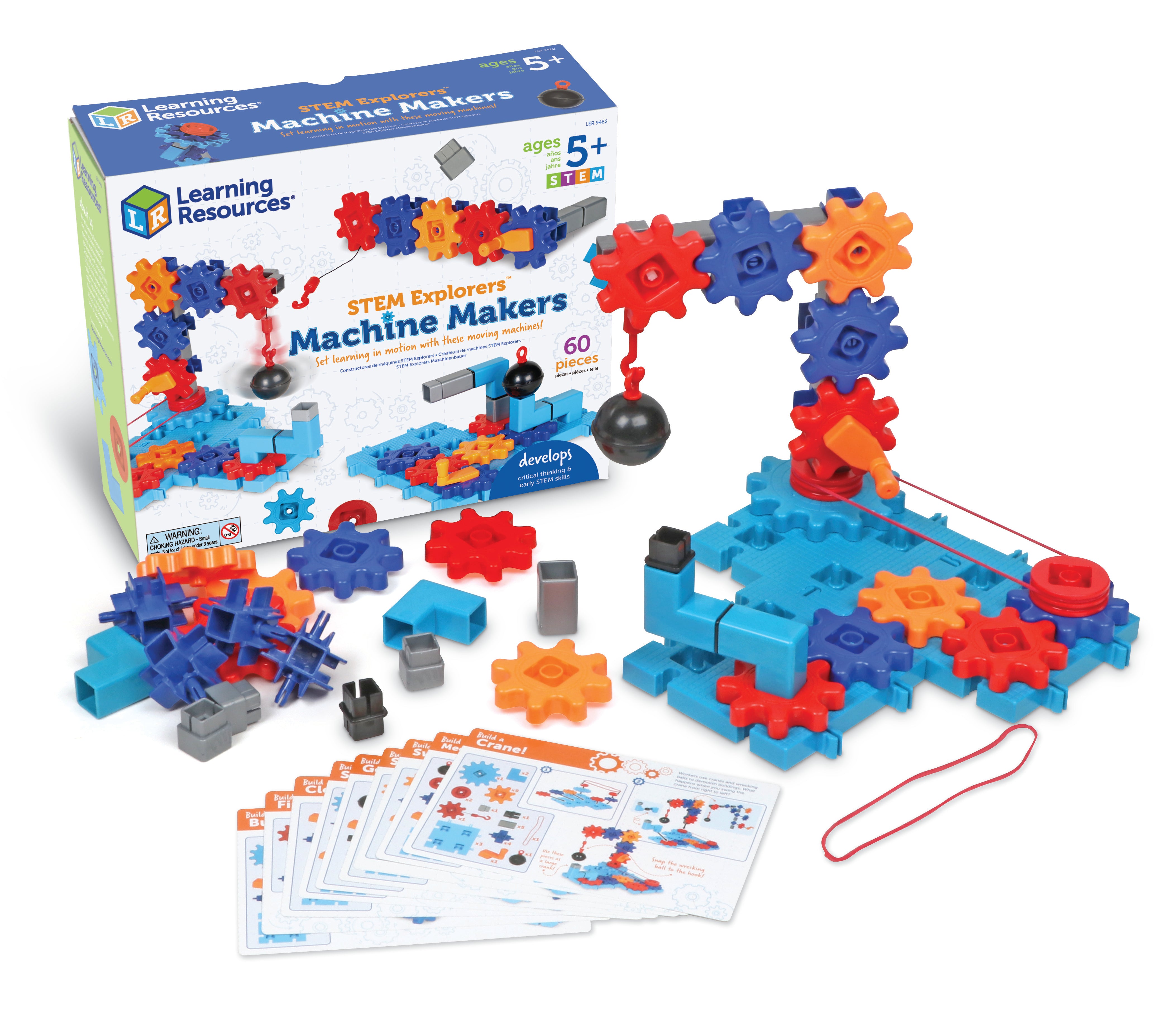 Learning Resources STEM Explorers Machine Makers, 50-Piece STEM Building Kit for Kids, Engineering Toys, Build-Your-Own Machines, Ages 5+, Includes Activity Cards
